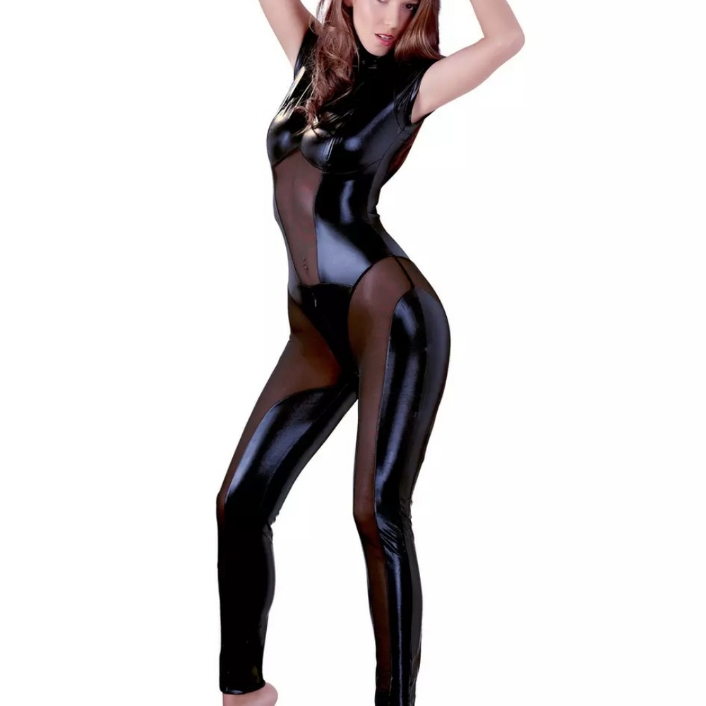 Black Sheer Panel Bodysuit